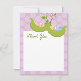 Peas in einem Pod Twin Boy Girl Danke-Card Dankeskarte