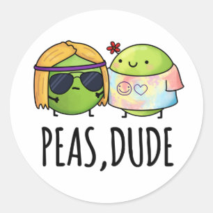 Peas Typ Funny Hippie Pea Pun Runder Aufkleber
