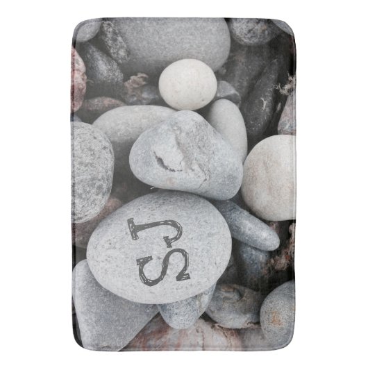 Pebble Beach Monogram Nature Foto Badematte (Vorderseite Vertikal)