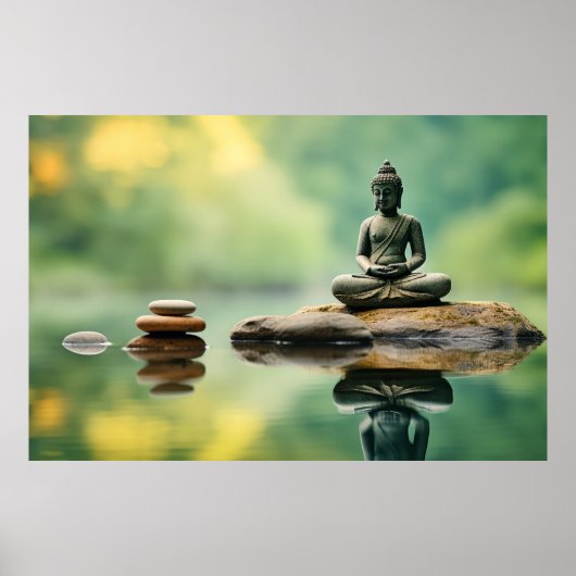 Pebble Buddha Ruhe Friedliche Natur Poster (Vorne)
