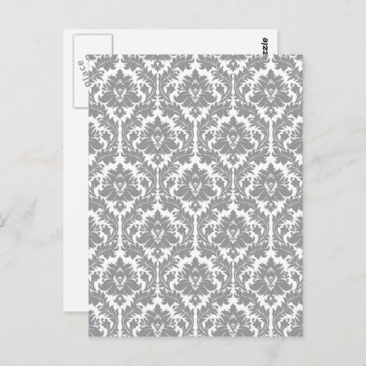 Pebble Gray Damask Muster Postkarte (Vorne/Hinten)