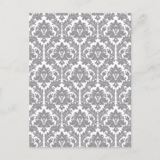 Pebble Gray Damask Muster Postkarte (Vorderseite)