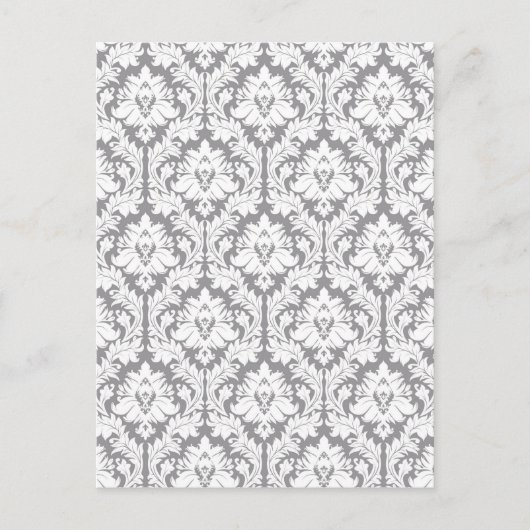 Pebble Gray Damask Muster Postkarte (Vorderseite)