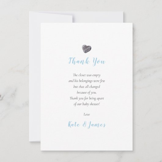 Pebble Heart Couples Kinderdusche Danke, Gedicht Dankeskarte (Vorderseite)