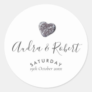 Pebble Heart Discovery Wedding Runder Aufkleber