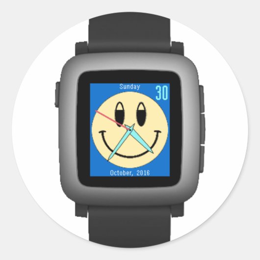 Pebble Time Black Runder Aufkleber (Vorderseite)