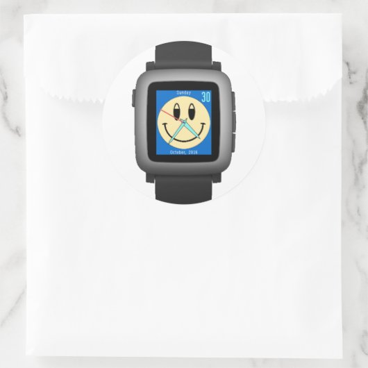 Pebble Time Black Runder Aufkleber (Tasche)