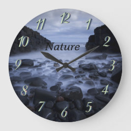 Pebbles and Rocks along the Ocean Shoreline Large Große Wanduhr