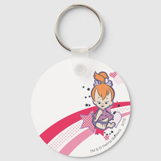 PEBBLES™ auf rosa Regenbogen Schlüsselanhänger (Vorderseite)