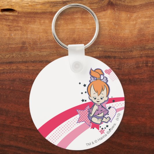 PEBBLES™ auf rosa Regenbogen Schlüsselanhänger (Vorderseite)