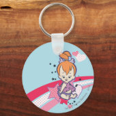 PEBBLES™ auf rosa Regenbogen Schlüsselanhänger (Vorderseite)