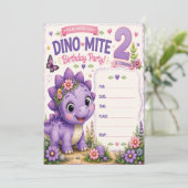 Pebbles' Dino-Mite 2. Geburtstag Einladung (Stehend Vorderseite)