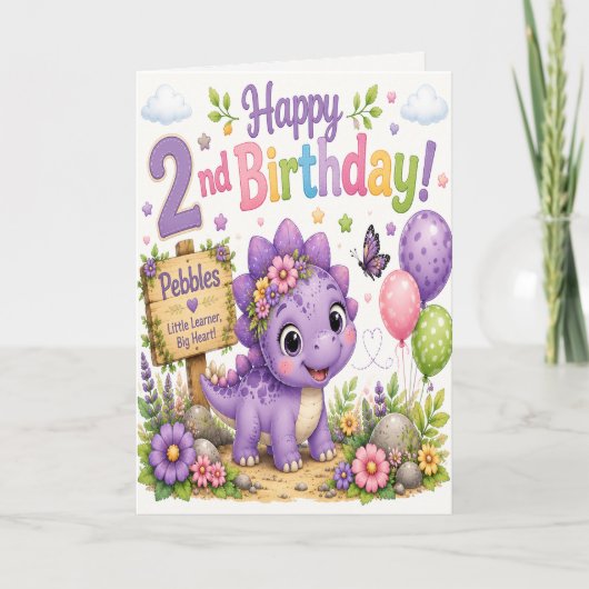 Pebbles Dino-Mite 2. Geburtstag Karte (Vorderseite)
