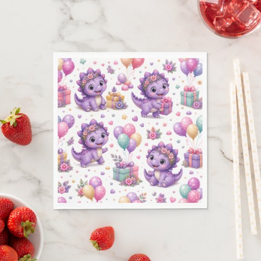 Pebbles Dino-Mite Geburtstag Serviette (Beispiel)