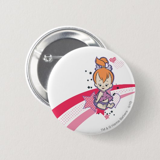 PEBBLES™ on Pink Rainbow Button (Vorne & Hinten)