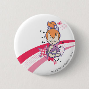 PEBBLES™ on Pink Rainbow Button