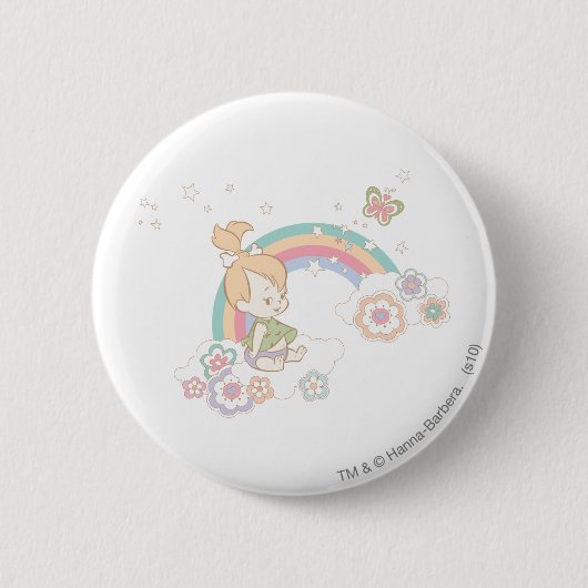 PEBBLES™ Regenbogen- und Blume-Wolken Button (Vorderseite)