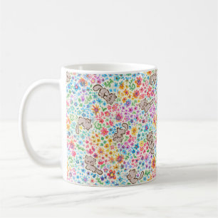 Pebbles skurriler Garten Graue Katze & Helle Blume Kaffeetasse