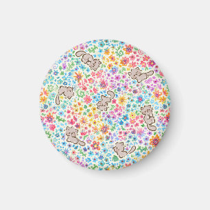 Pebbles skurriler Garten Graue Katze und helle Blu Magnet