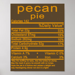 Pecan Pie Erntedank Nutrition Fakten T - Shirt Poster