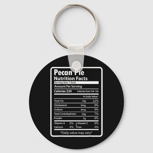Pecan Pie Funny Nutrition Facts For Thanksgiving C Schlüsselanhänger (Vorderseite)