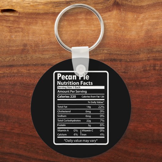 Pecan Pie Funny Nutrition Facts For Thanksgiving C Schlüsselanhänger (Vorderseite)