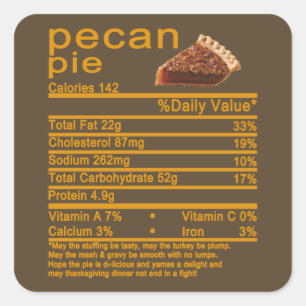 Pecan Pie Nutrition Facts Erntedank cake T-Shir Quadratischer Aufkleber
