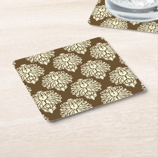 Pecan Southern Hütte Damask Rechteckiger Pappuntersetzer (angewinkelt)