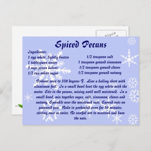 Pecans Rezept Postkarte (Vorne/Hinten)