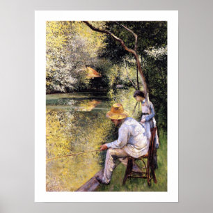 "Pêche à la ligne" von Gustave Caillebotte Poster