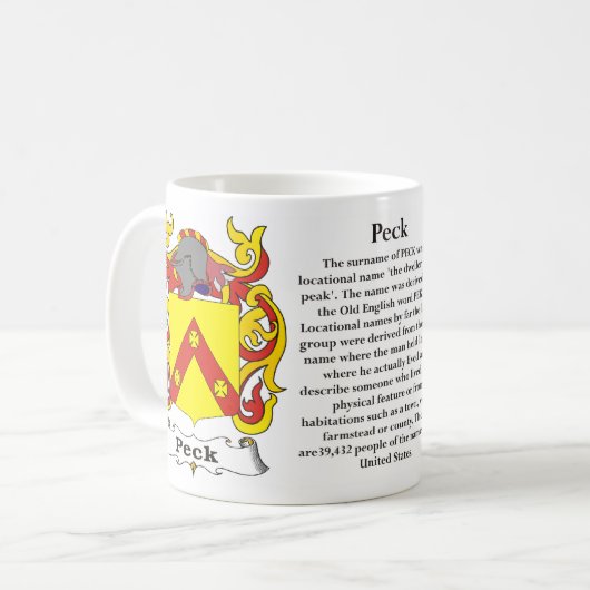 Peck-Familienwappen-Tasse Kaffeetasse (Vorderseite Links)