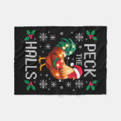 Peck The Halls Chicken Christmas Lights Snowflakes Fleecedecke (Vorderseite (Horizontal))