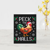 Peck The Halls Chicken Christmas Lights Snowflakes Karte (Gelbe Blume)