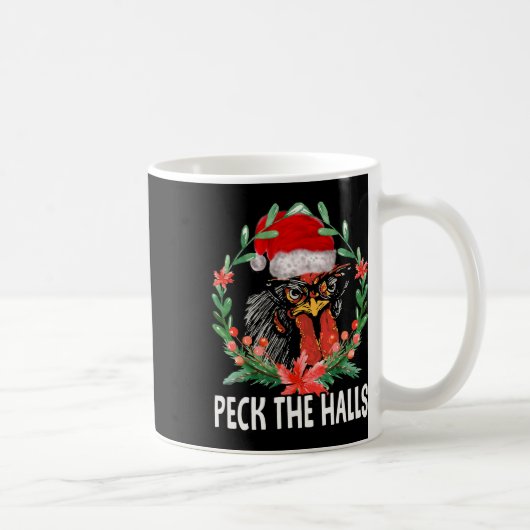 Peck The Halls Chicken Snowflakes Christmas Santa  Kaffeetasse (Rechts)