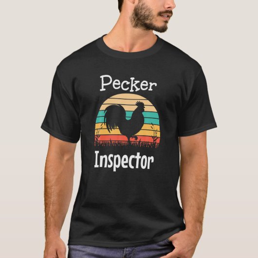 Pecker Inspector Rooster und Retro Sun T-Shirt (Vorderseite)