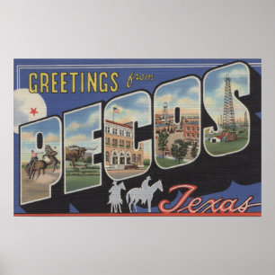 PECO, TexasLarge Buchstabe ScenesPecos, TX Poster