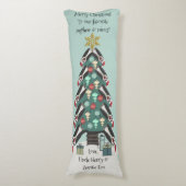 Peculiar Penguins Funny Christmas Tree Personalize Seitenschläferkissen (Vorderseite Vertikal)