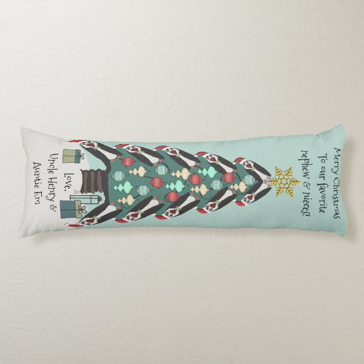 Peculiar Penguins Funny Christmas Tree Personalize Seitenschläferkissen (Vorderseite)