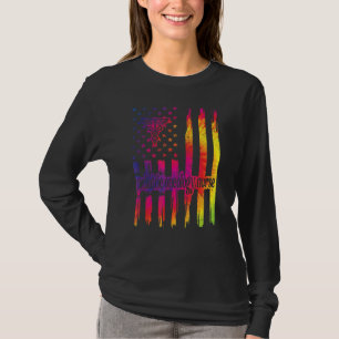 Ped Onc Nurse US Flag Pädiatrische Onkologie Krank T-Shirt