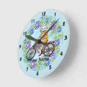 Pedal Bike Sock Monkey Runde Wanduhr (Winkel)