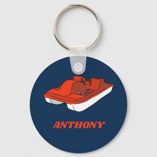 Pedal Boat Red, White Blue Personalisiert Schlüsselanhänger (Vorderseite)