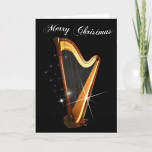 Pedal Harp Christmas Card Feiertagskarte