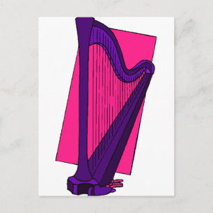Pedal Harp Lila mit rosa Hintergrund Postkarte