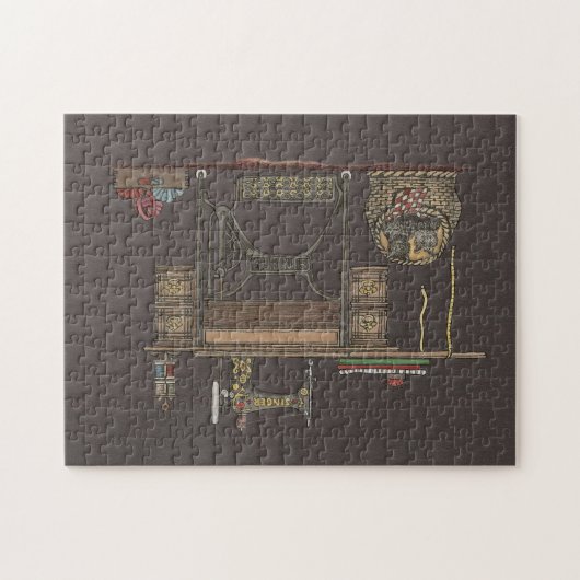 Pedal-Nähmaschine u. Kätzchen Puzzle (Horizontal)