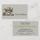 Pedal-Nähmaschine u. Kätzchen Visitenkarte (Vorne/Hinten)