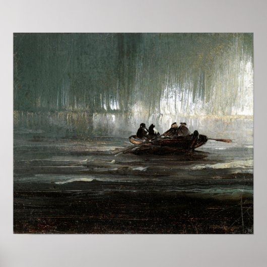 Peder Balke Northern Lights over Four Men Rowboat Poster (Vorne)