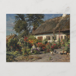 Peder Monsted - Eine Hütte mit Hühnern Postkarte