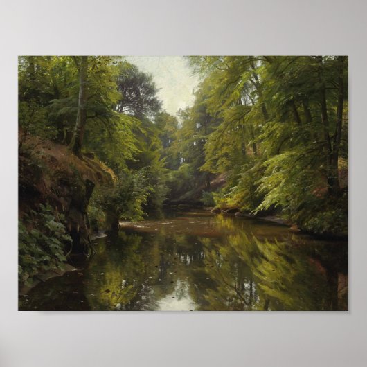 Peder Monsted - Landschaft der bewaldeten Flüsse Poster (Vorne)