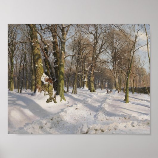 Peder Monsted - Schneewaldstraße im Sonnenlicht Poster (Vorne)