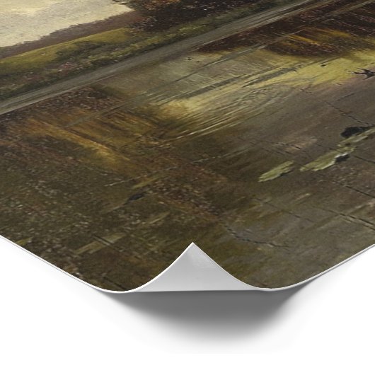 Peder Monsted - Sonnenuntergang über dem Waldsee Poster (Ecke)